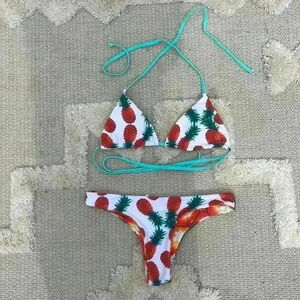 NWOT🍍Pineapple Print Reversible Bikini